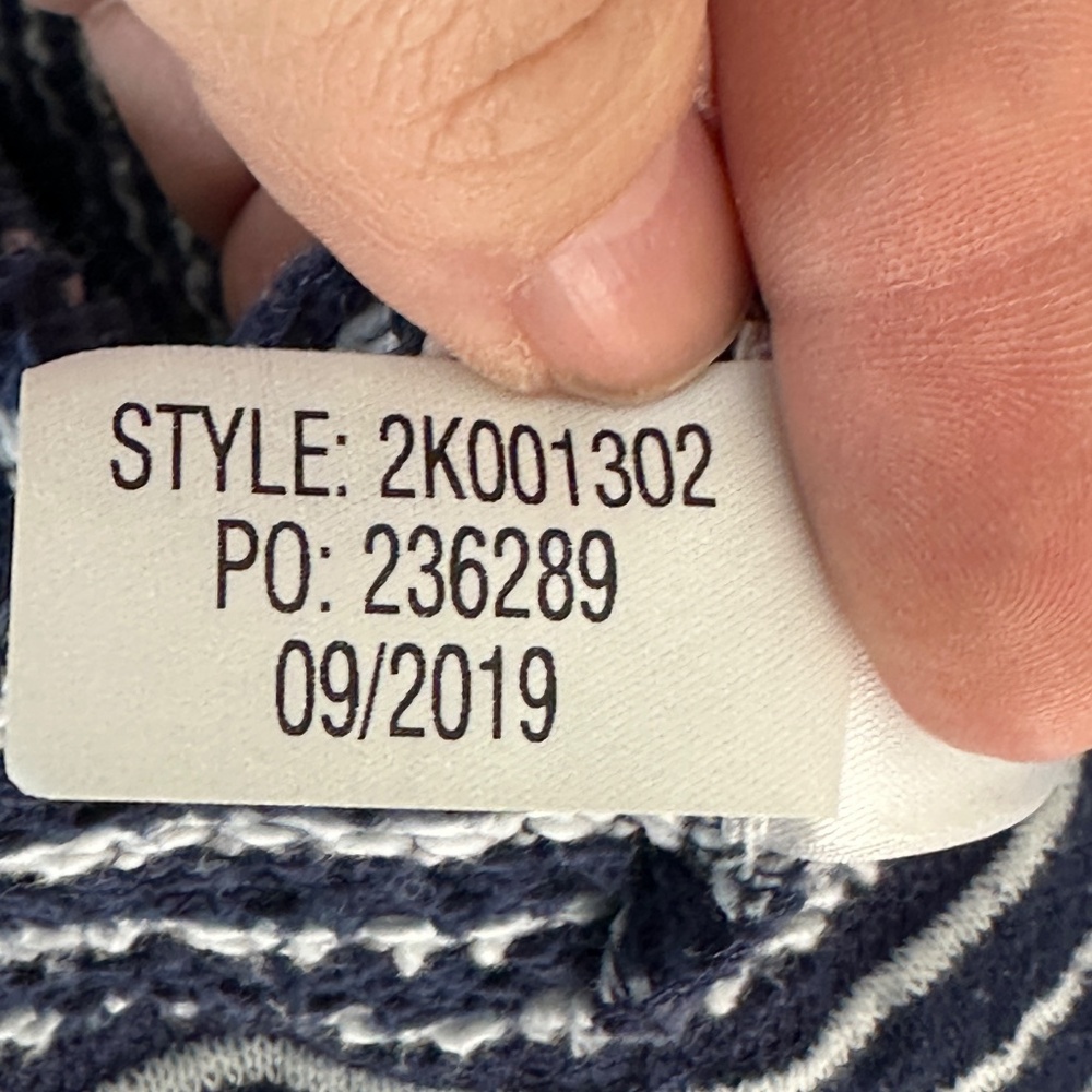 Vineyard Vines Stripe Funnel Neck Terry Deep Bay Blue White Stripe Cotton Medium - Picture 7 of 7